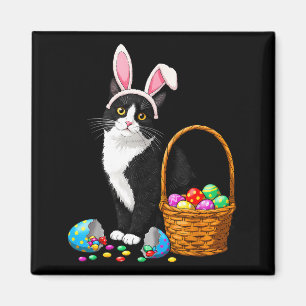 Easter Day Cat Bunny Ears Eggs Graphic Men Women K Magnet