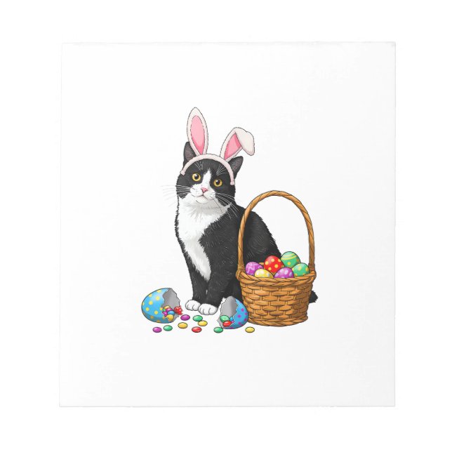 Easter Day Cat Bunny Ears Eggs Graphic Men Women K Notepad (Front)