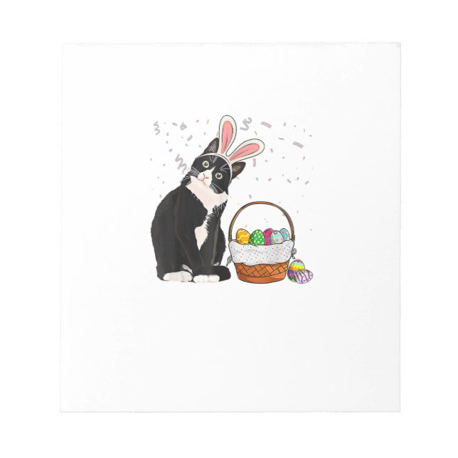 Easter Day Cat Bunny Ears Eggs Shirt Men Women Eas Notepad (Front)