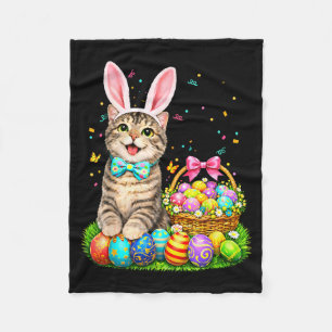 Easter Day Cat Bunny Ears Eggs Shirt Men Women Fleece Blanket