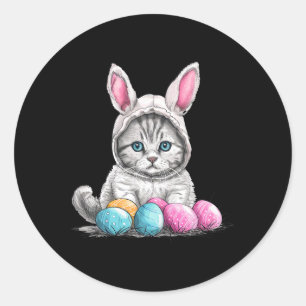 Easter Day Cat Easter Cat Easter Egg Classic Round Sticker