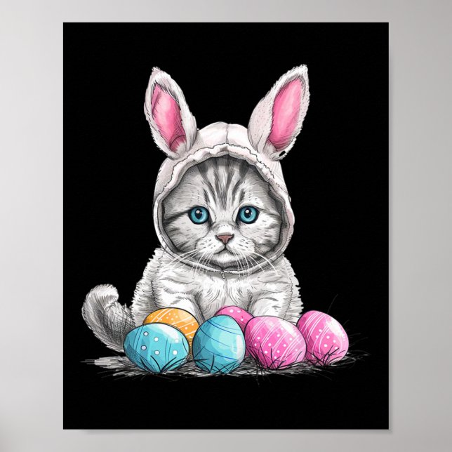 Easter Day Cat Easter Cat Easter Egg  Poster (Front)