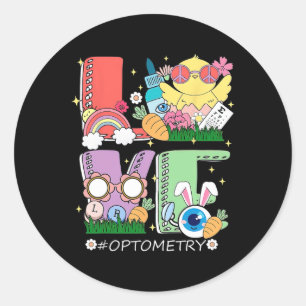 Easter Day Chick Optometry Love Optician Sight Squ Classic Round Sticker