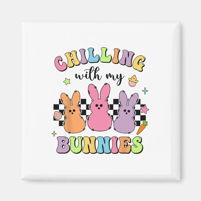 Easter Day Chilling With My Bunnies Egg Hunt Easte Magnet (Front)