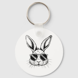 Easter Day Cool Bunny Face With Sungles Men Boys K Key Ring