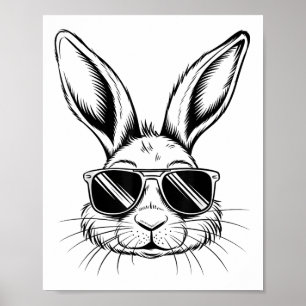 Easter Day Cool Bunny Face With Sungles Men Boys K Poster