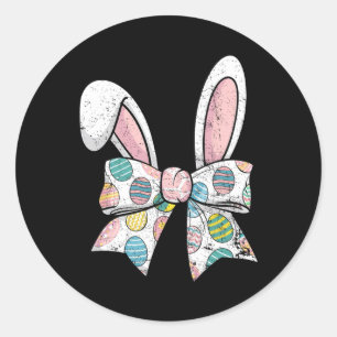 Easter Day Coquette Bow Cute Bunny Rabbit Girls Te Classic Round Sticker