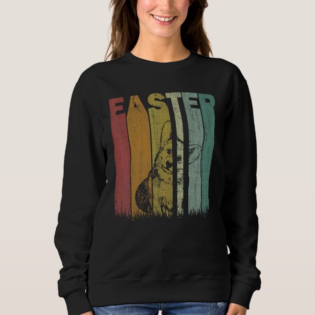 Easter Day Corgi Dog Retro Graphic Funny Easter Co Sweatshirt (Front)