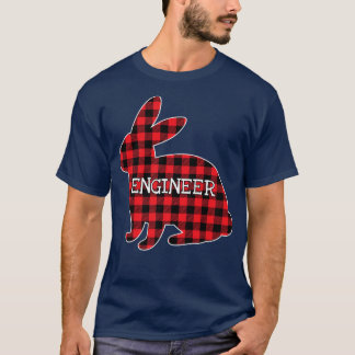Easter Day Costume Red Plaid Bunny Graphic Enginee T-Shirt