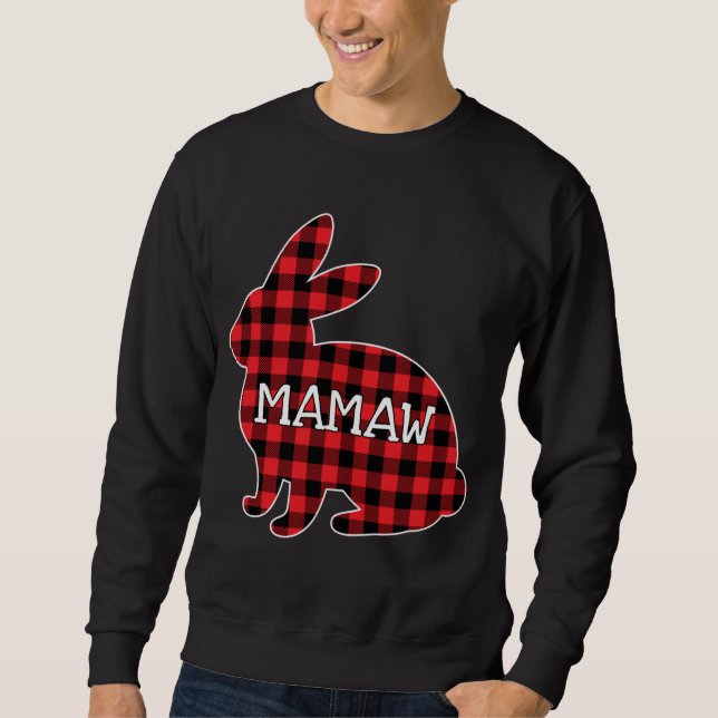 Easter Day Costume Red Plaid Bunny Graphic Mamaw M Sweatshirt (Front)
