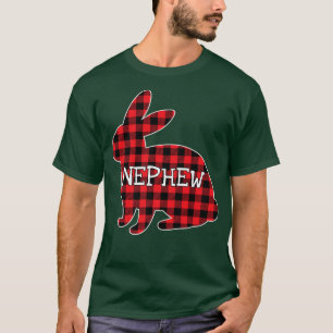 Easter Day Costume Red Plaid Bunny Graphic Nephew T-Shirt