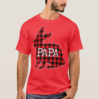 Easter Day Costume Red Plaid Bunny Graphic Papa Ma T-Shirt