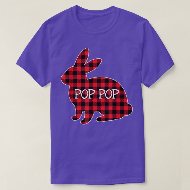 Easter Day Costume Red Plaid Bunny Graphic Pop Pop T-Shirt (Design Front)