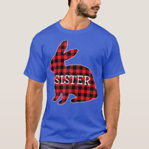 Easter Day Costume Red Plaid Bunny Graphic Sister T-Shirt