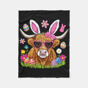 Easter Day Cow Cute Easter Bunny Farmer Women Kids Fleece Blanket