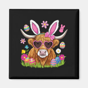Easter Day Cow Cute Easter Bunny Farmer Women Kids Magnet