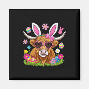 Easter Day Cow Cute Easter Bunny Farmer Women Kids Magnet