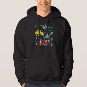 Easter Day Crane Truck Construction Bunny Ears Egg Hoodie