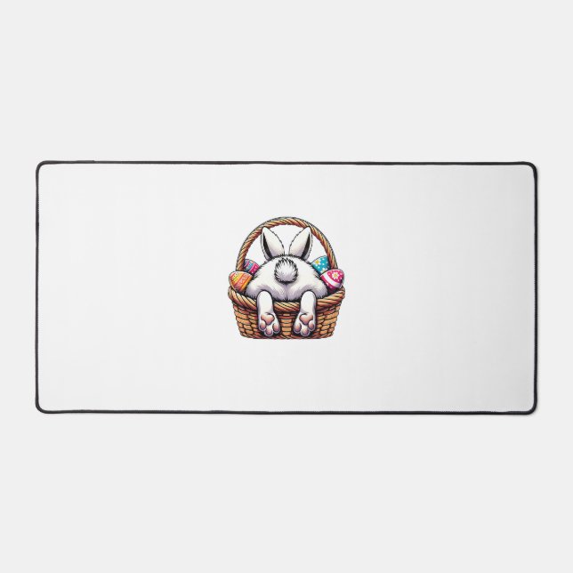 Easter Day Cute Bunny Basket Hunting Chocolate Egg Desk Mat (Front)