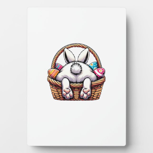 Easter Day Cute Bunny Basket Hunting Chocolate Egg Plaque (Front)