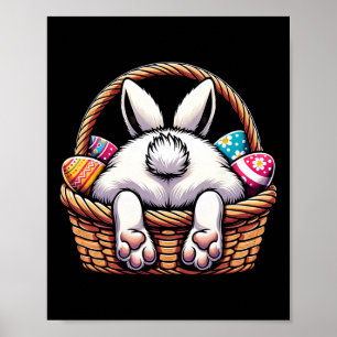 Easter Day Cute Bunny Bysket Hunting Chocolate Egg Poster