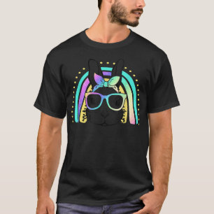Easter Day Cute Bunny Face Tie Dye Glasses Rainbow T-Shirt