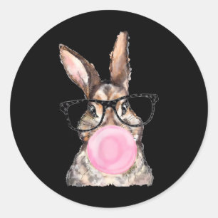 Easter Day Cute Bunny Face With Gles Women Kids Ea Classic Round Sticker