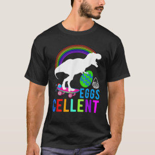 Easter Day Cute Dino On Skateboard For Egg Hunt Fu T-Shirt