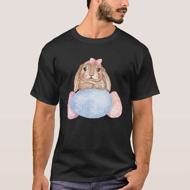 Easter day Cute Easter Bunny Holding Easter Eggs f T-Shirt (Front)