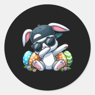 Easter Day Dabbing Bunny For Men Women Boys Girls Classic Round Sticker