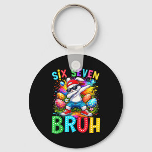 Easter Day Dabbing Bunny Rabbit Six Seven Bruh Mem Key Ring