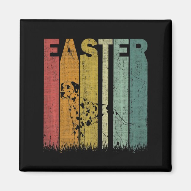 Easter Day Dalmatian Dog Retro Graphic Funny Easte Magnet (Front)