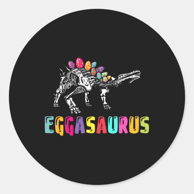 Easter Day Dino - Eggasaurus Stegosaurus Egg Dinos Classic Round Sticker (Front)