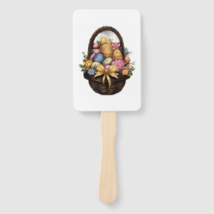 Easter Day Easter Basket Colourful Eggs Flowers  Hand Fan