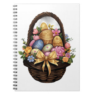 Easter Day Easter Basket Colourful Eggs Flowers Notebook