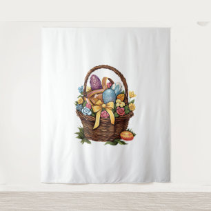 Easter Day Easter Basket Colourful Eggs Flowers Tapestry