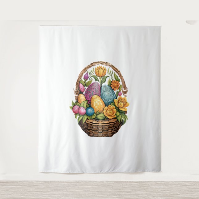 Easter Day Easter Egg Basket Mandala Art Egg Hunt  Tapestry (Front)