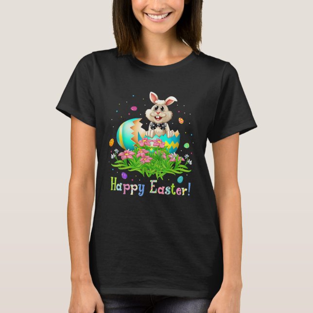 Easter Day Egg And Bunny Rabbit Happy Easter T-Shirt (Front)