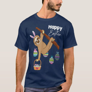 Easter Day  Egg Hunting Easter Sloth Bunny Ear  T-Shirt