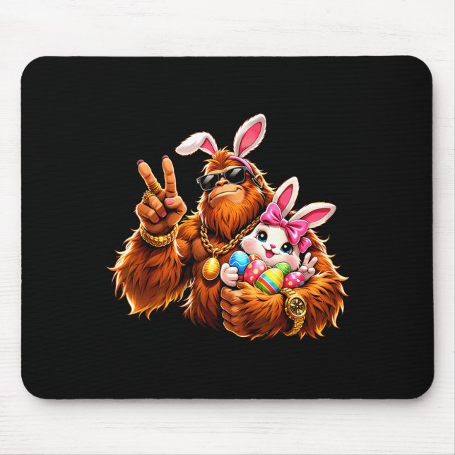 Easter Day Funny Bigfoot Bunny Easter Eggs Men Mouse Pad (Front)