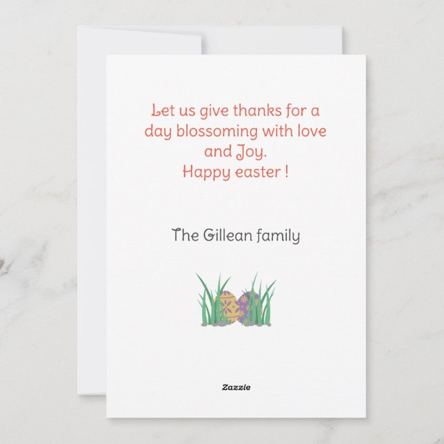 easter day, happy easter to family two photo  holiday card (Back)