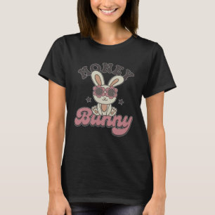 Easter Day Honey Bunny Glasses Rabbit Retro Vintag T-Shirt