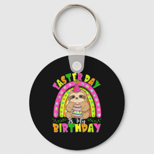 Easter Day Is My Birthday Sloth Chocolate Eggs Rai Key Ring