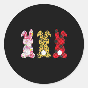 Easter Day Leopard Flower Caro Striped Rabbit Classic Round Sticker