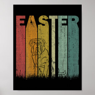 Easter Day Mastiff Dog Retro Graphic Funny Easter Poster