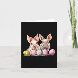 Easter Day Pig Easter Pig Bunny Ears Eggs Bysket Card