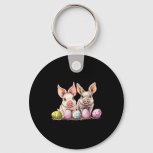 Easter Day Pig Easter Pig Bunny Ears Eggs Bysket  Key Ring