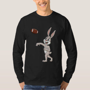 Easter Day Rabbit Football Quarterback Boys Girls T-Shirt