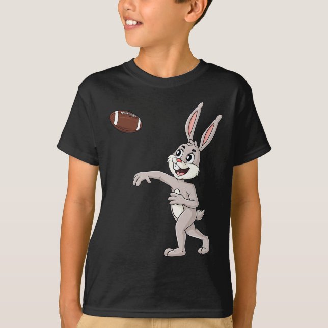 Easter Day Rabbit Football Quarterback Fun Boys Gi T-Shirt (Front)