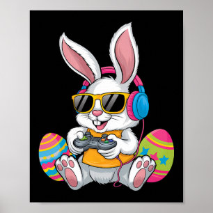 Easter Day Rabbit Gamer Funny Video Games Boys Kid Poster
